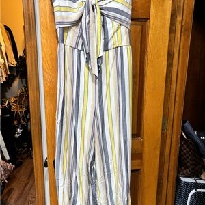 Daytrip Yellow and Gray Striped Jumpsuit